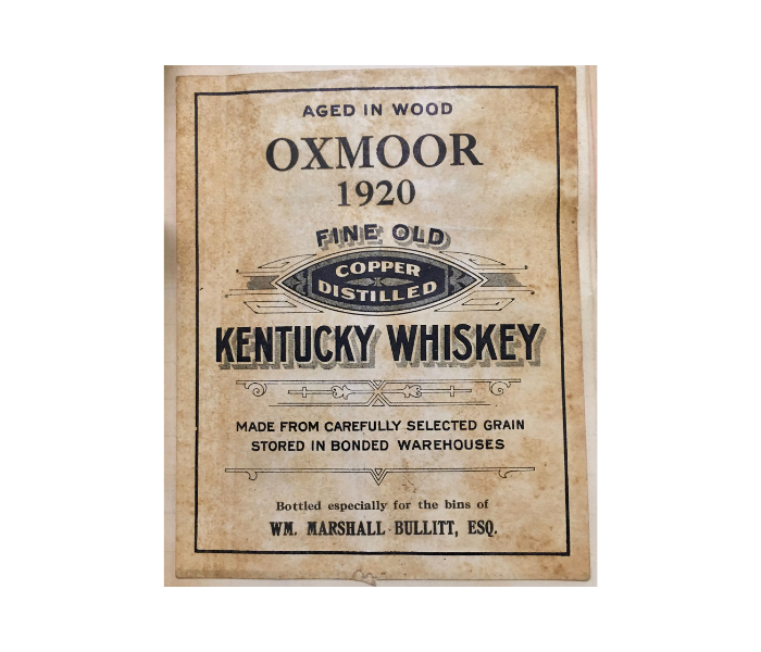 1920 Oxmoor Bourbon label